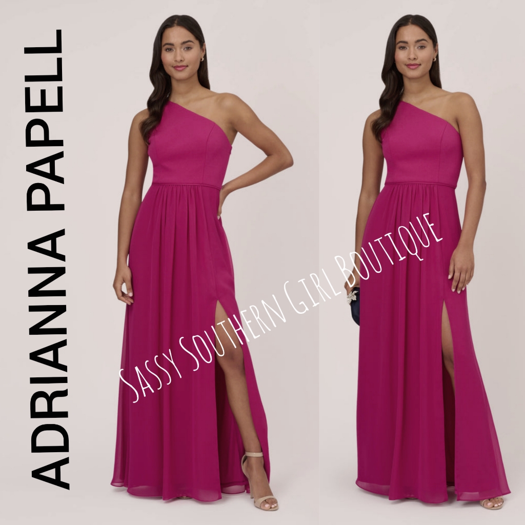 Adrianna Papell Magenta Column Maxi Formal Dress